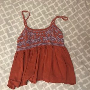 🐥Hippie orange detailed blue tank top